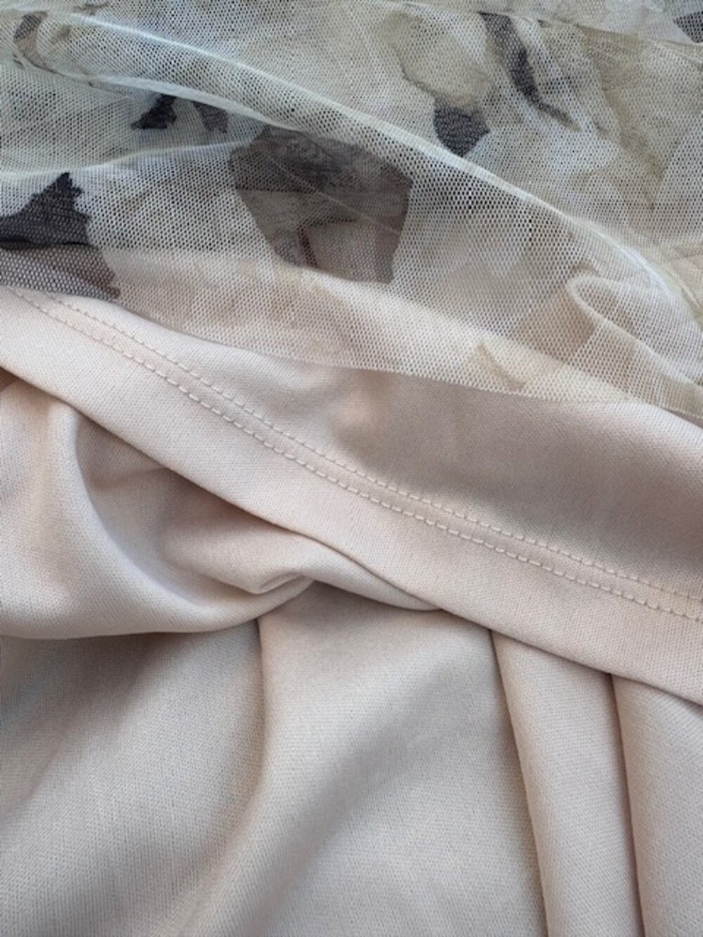 NWOT Tulle Evening Dress Beige/Taupe/sepia Floral Print Sequins Detail, sz PS - Picture 12 of 16